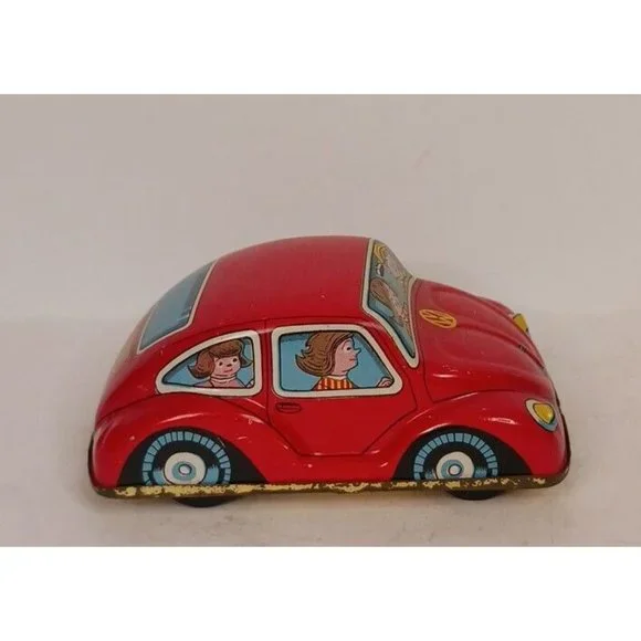 1960s Volkswagon Beetle Friction Drive VW Tested Couple Driving Made In Japan